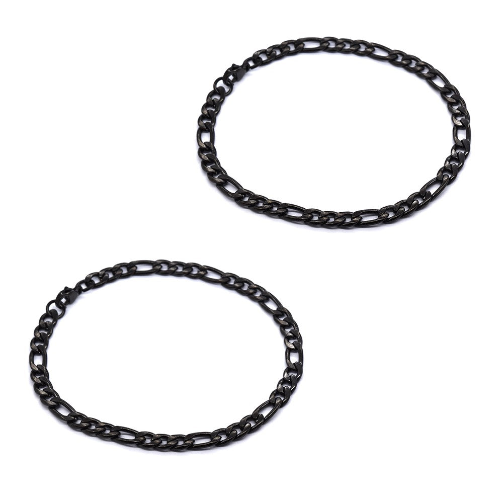 Stainless steel 2 pack 22cm x 5mm Figaro bracelet - SSMB2858