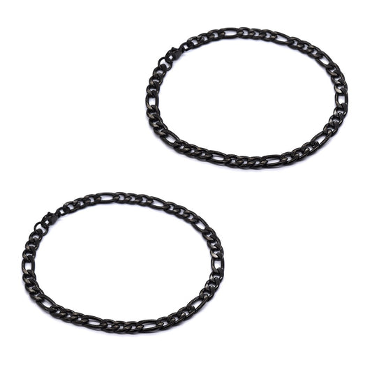 Stainless steel 2 pack 22cm x 5mm Figaro bracelet - SSMB2858