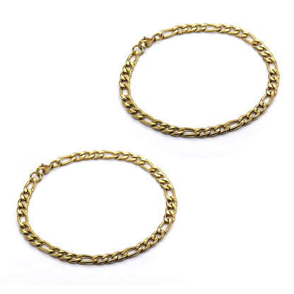 Stainless steel 2 pack 22cm x 5mm Figaro bracelet - SSMB2858