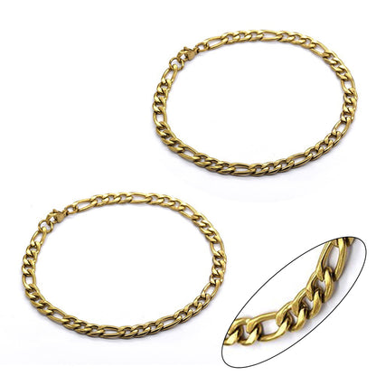 Stainless steel 2 pack 22cm x 5mm Figaro bracelet - SSMB2858