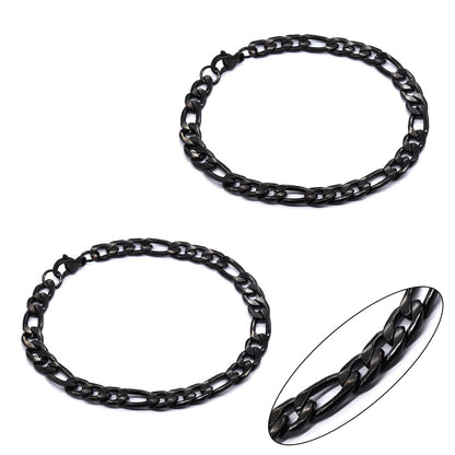 Stainless steel 2 pack 22cm x 7mm figaro bracelet - SSMB2859