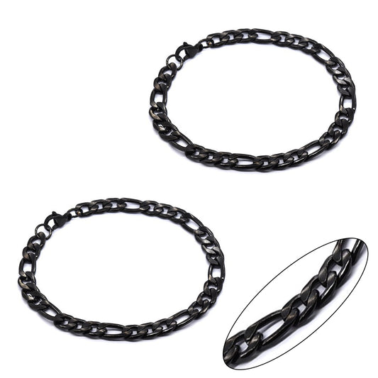 Stainless steel 2 pack 22cm x 7mm figaro bracelet - SSMB2859