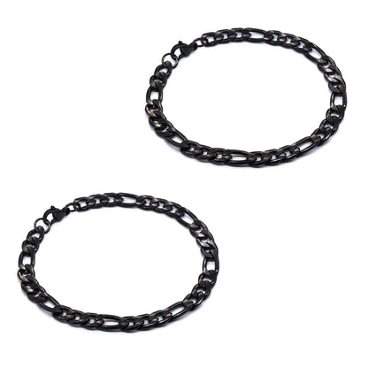 Stainless steel 2 pack 22cm x 7mm figaro bracelet - SSMB2859