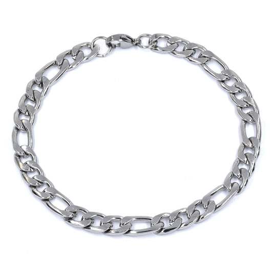 Stainless steel 22cm x 7mm figaro bracelet - SSMB2890
