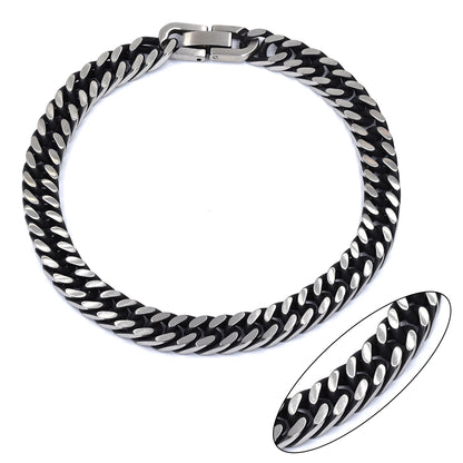 Stainless steel oxidised 23cm x 8mm closed curb bracelet - SSMB2893