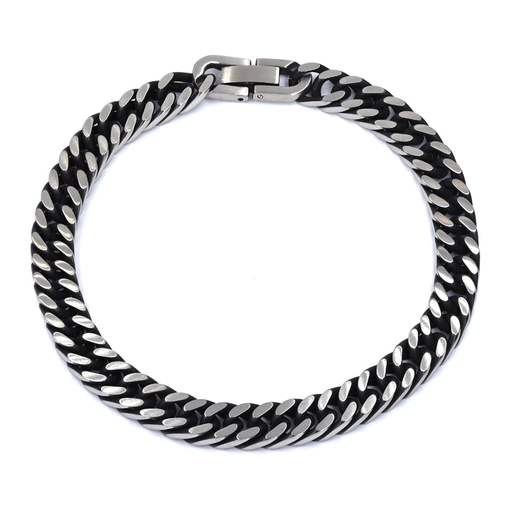 Stainless steel oxidised 23cm x 8mm closed curb bracelet - SSMB2893