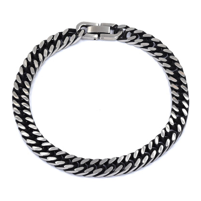 Stainless steel oxidised 23cm x 8mm closed curb bracelet - SSMB2893