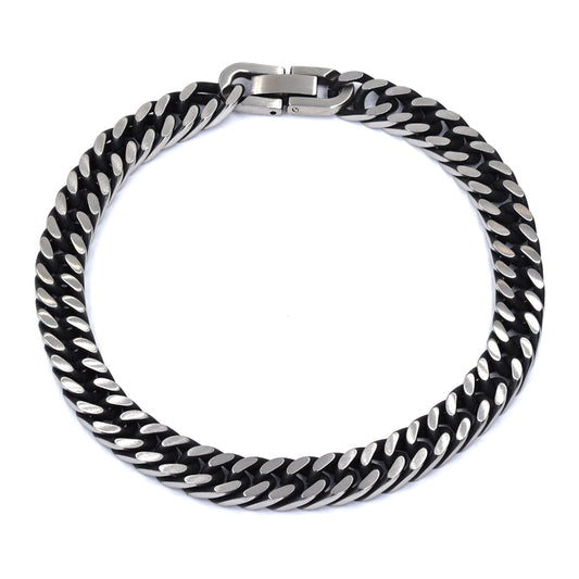 Stainless steel oxidised 23cm x 8mm closed curb bracelet - SSMB2893