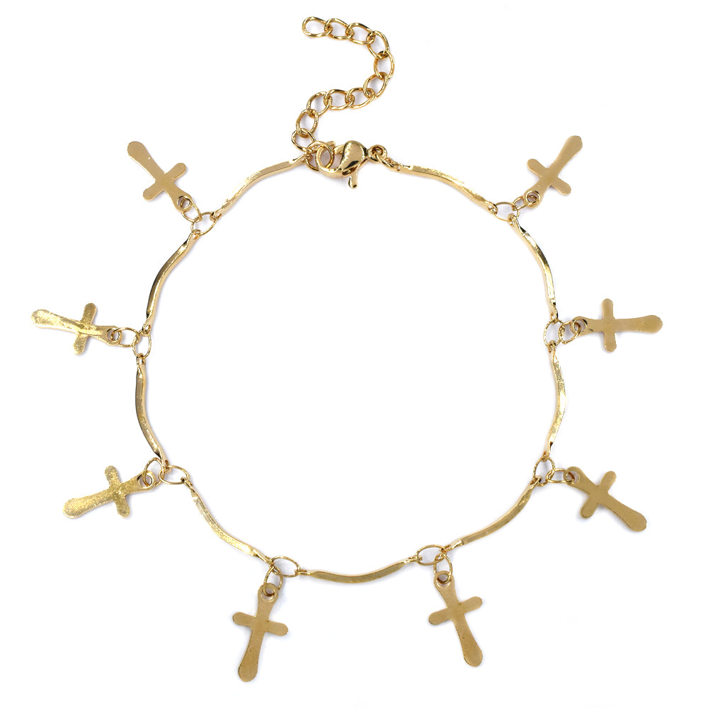 Stainless steel bracelet with cross charms - SSMB2943