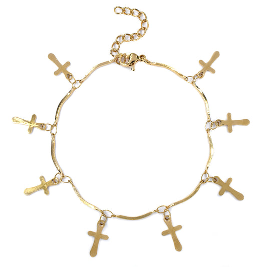 Stainless steel bracelet with cross charms - SSMB2943