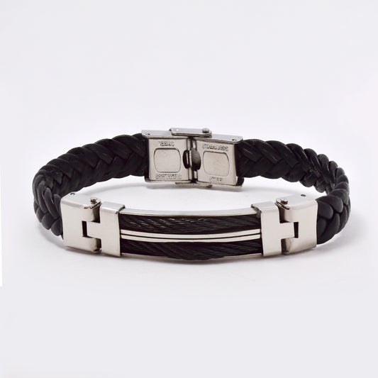 SSMB2959 - Steel and rubber 21cm x 12mm ID tag bracelet
