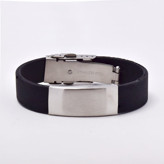 SSMB2970 - Steel and rubber plain ID bracelet