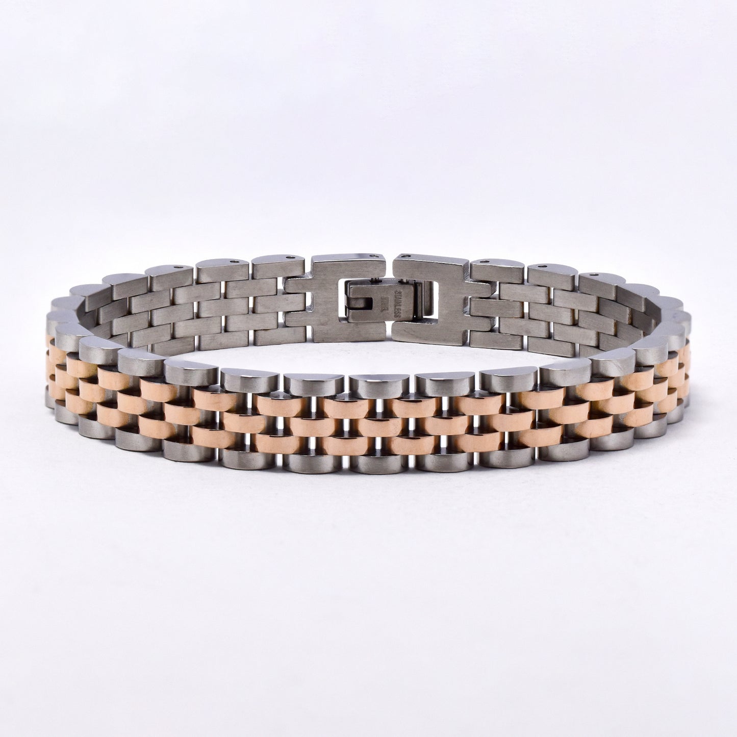 SSMB3006- Steel 21.5cm x 10mm 5 row watchband bracelet