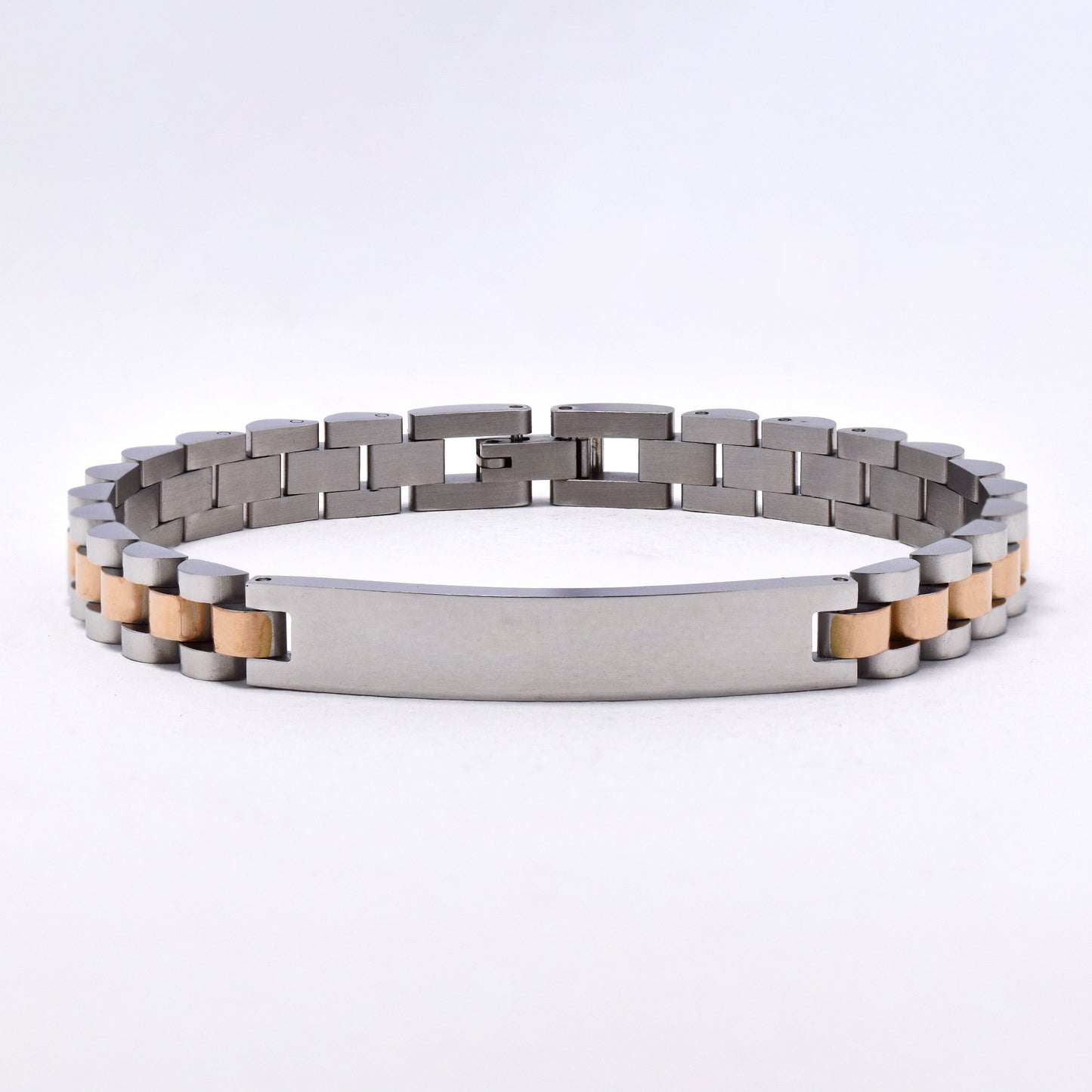 SSMB3008 - Steel 21.5cm x 7.5mm two tone ID bracelet