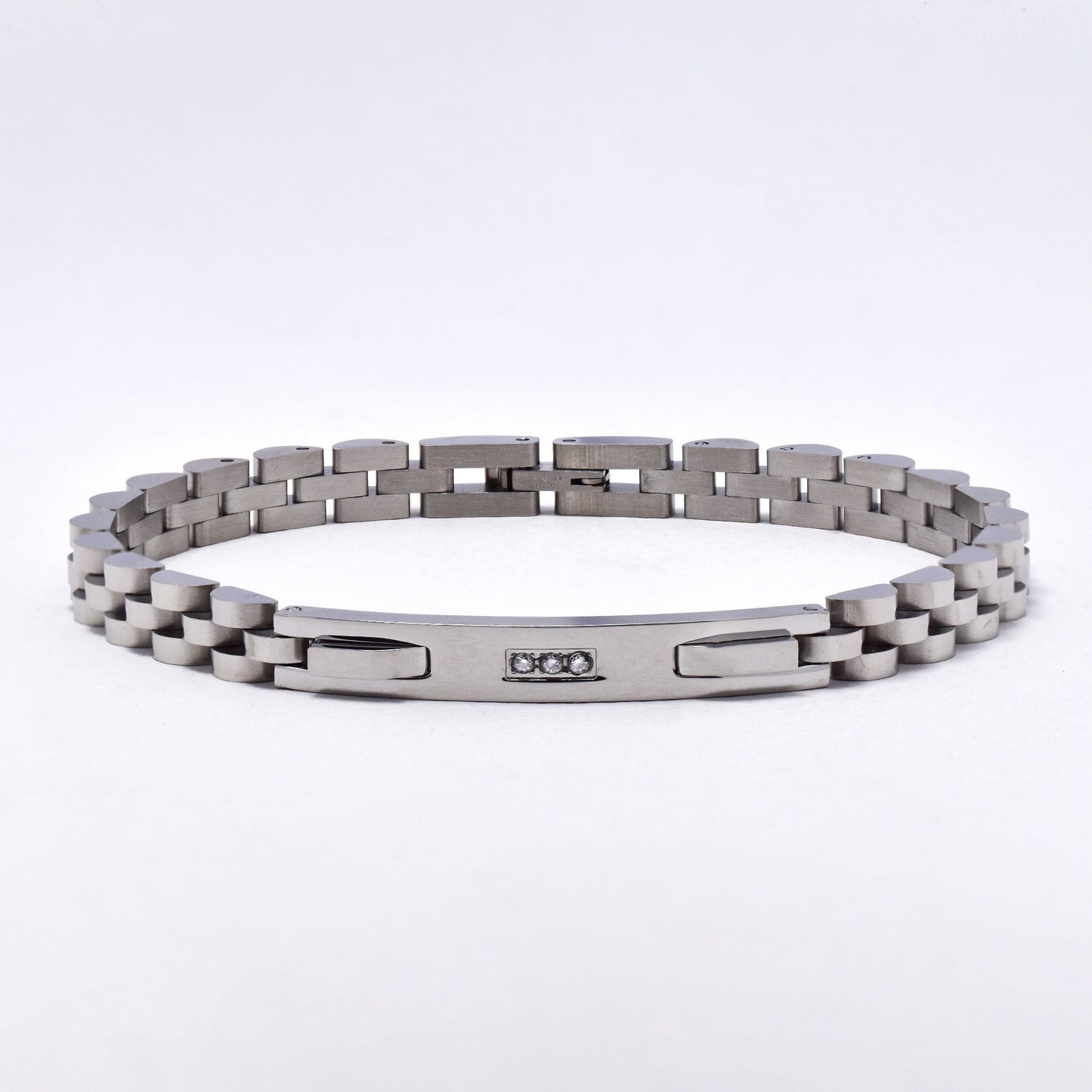 SSMB3009 - Steel 21.5cm x 6mm CZ ID bracelet