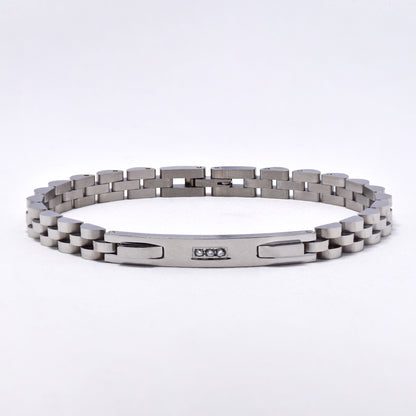 SSMB3009 - Steel 21.5cm x 6mm CZ ID bracelet