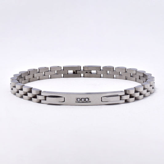 SSMB3009 - Steel 21.5cm x 6mm CZ ID bracelet