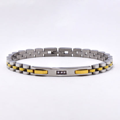 SSMB3009 - Steel 21.5cm x 6mm CZ ID bracelet
