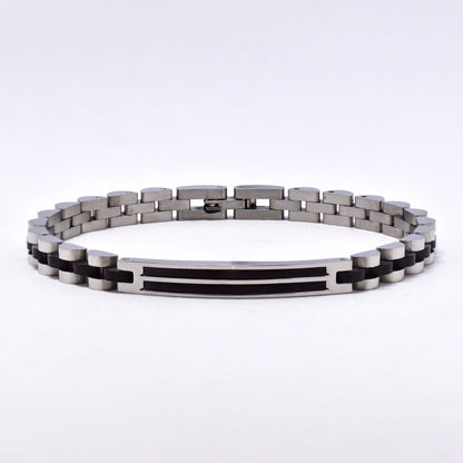 SSMB3011- Steel 21.5cm x 6mm two tone ID bracelet