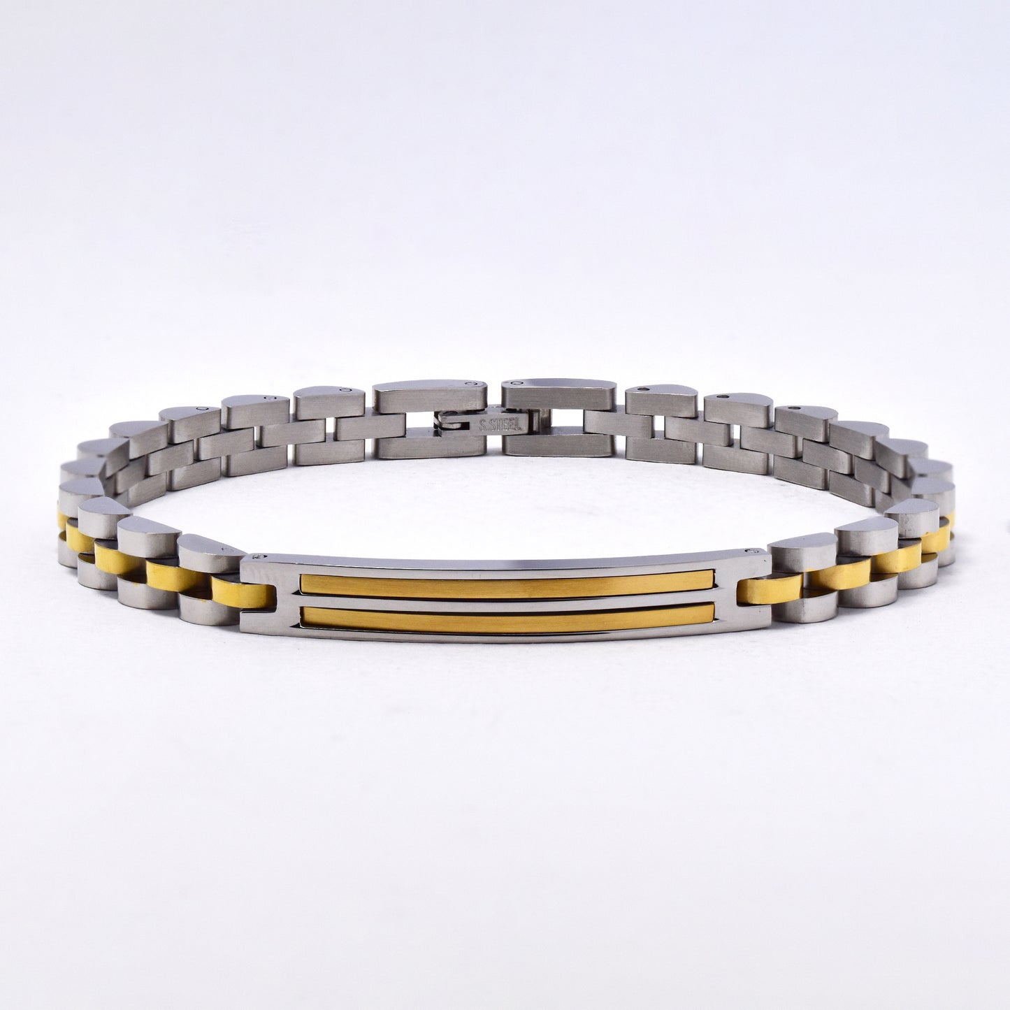SSMB3011- Steel 21.5cm x 6mm two tone ID bracelet