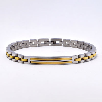 SSMB3011- Steel 21.5cm x 6mm two tone ID bracelet