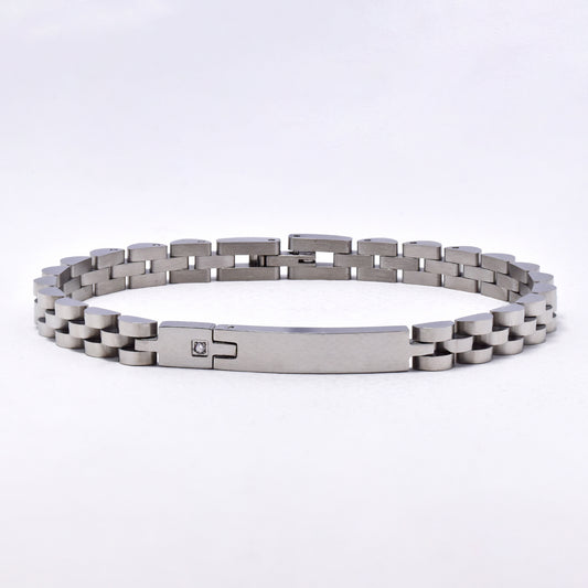 SSMB3014 - Steel 21.5cm x 6mm CZ ID bracelet
