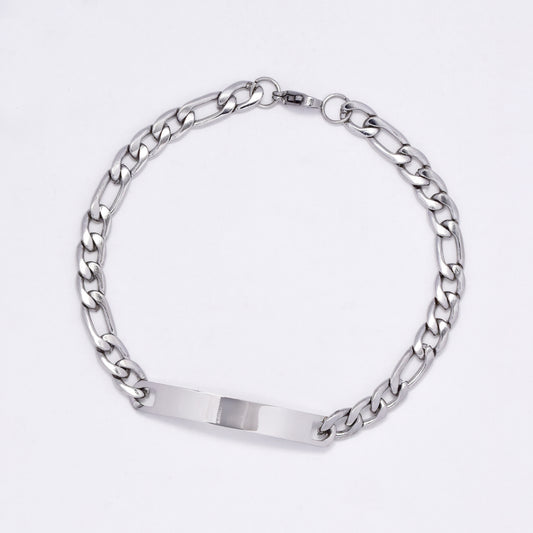 SSMB3017 - Steel 21cm x 6mm figaro link ID bracelet