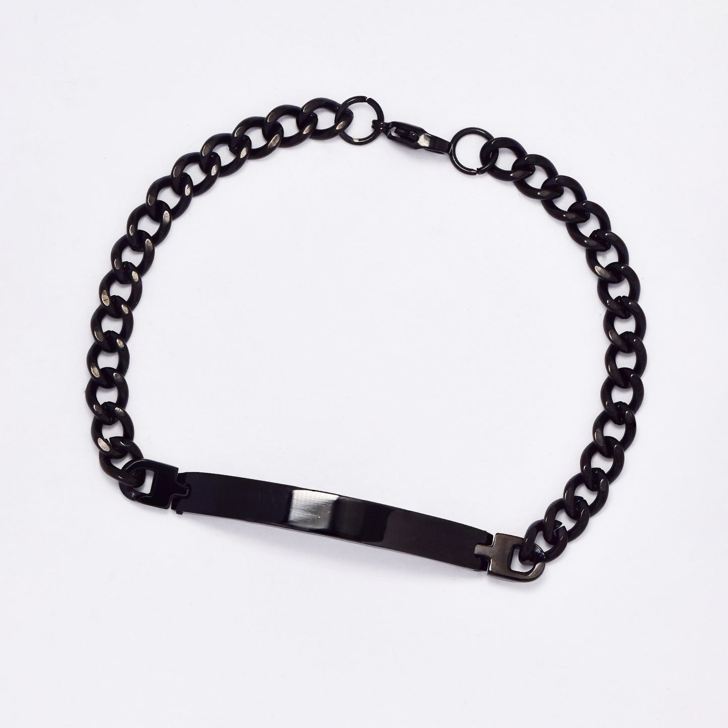 SSMB3019 - Steel 22cm x 6mm black curb link ID bracelet