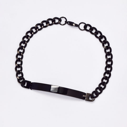 SSMB3019 - Steel 22cm x 6mm black curb link ID bracelet