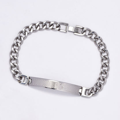 SSMB3020 - Steel 22cm x 8mm checkered cross ID bracelet