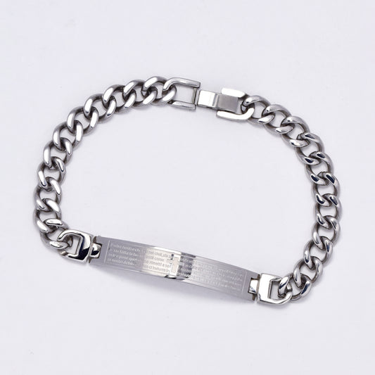 SSMB3021 - Steel 21.5cm x 8mm Spanish Lord's Prayer ID bracelet