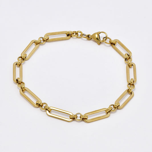 SSMB3040 - Steel 19cm x 5mm paperclip link bracelet