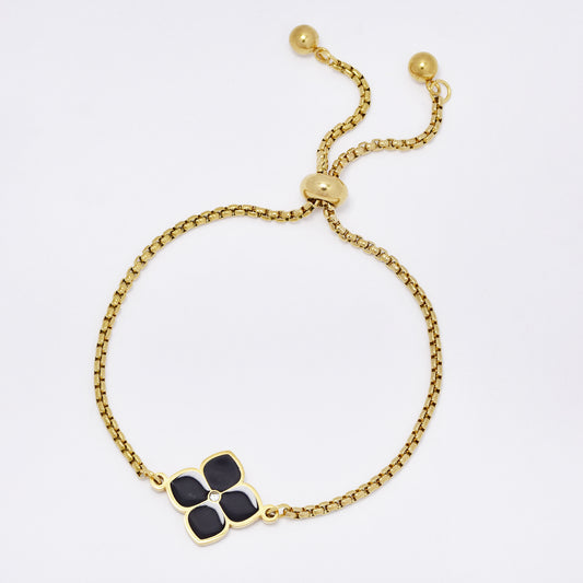 SSMB3047 - Steel pull through flower bracelet with CZ