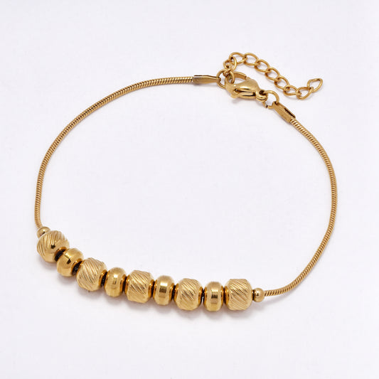 SSMB3051 - Steel 18.5cm +3.5cm beaded snake link bracelet
