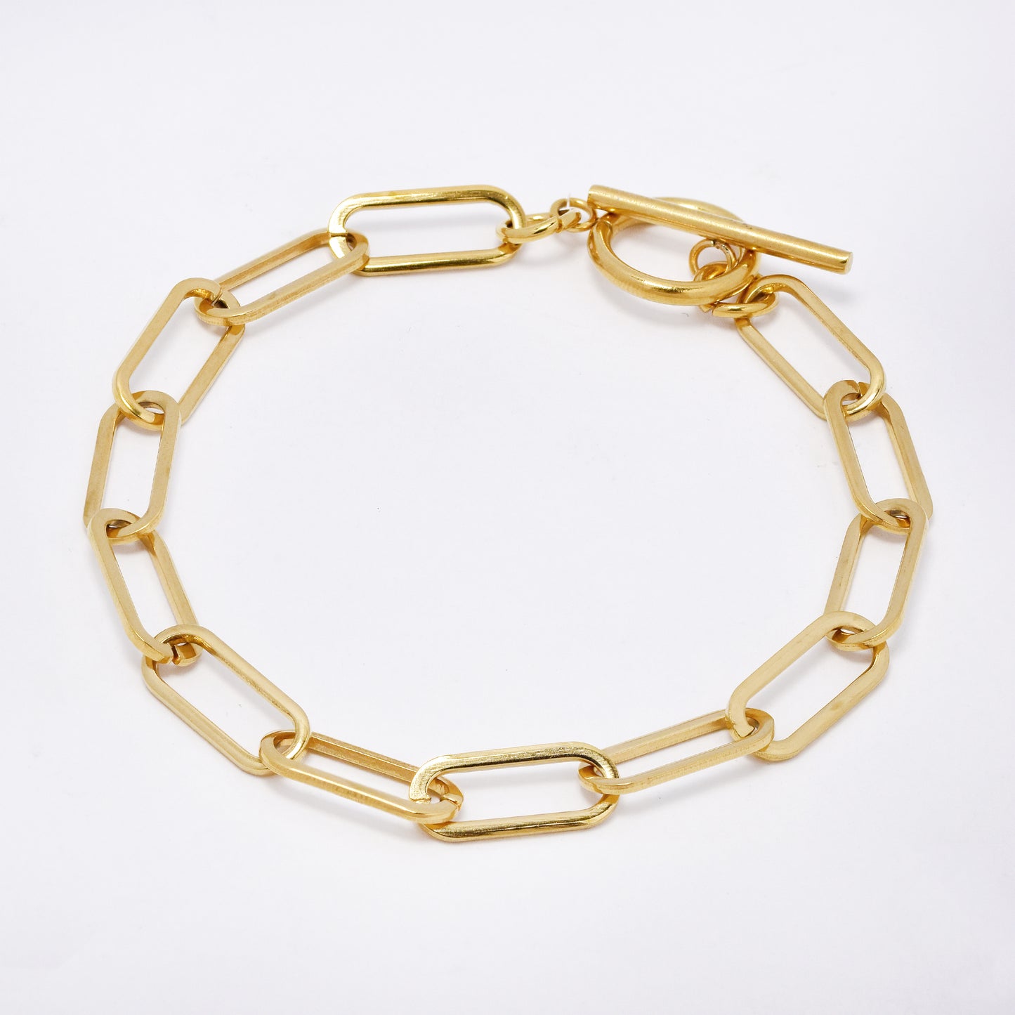 SSMB3058 - St Steel 20cm x 6.5mm chunky paperclip toggle bracelet