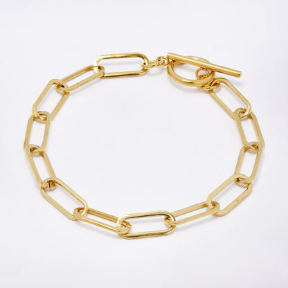 SSMB3058 - St Steel 20cm x 6.5mm chunky paperclip toggle bracelet