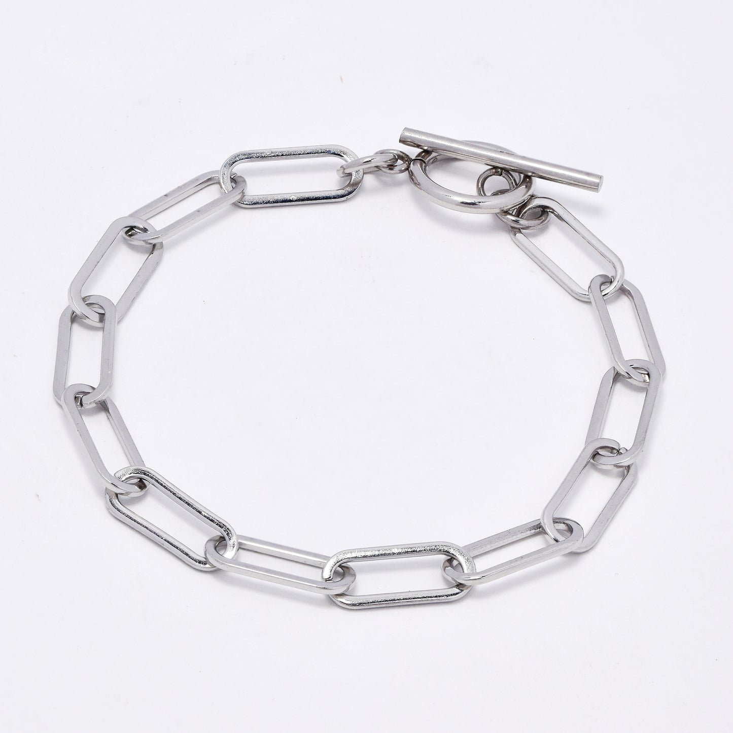 SSMB3058 - St Steel 20cm x 6.5mm chunky paperclip toggle bracelet