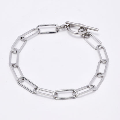 SSMB3058 - St Steel 20cm x 6.5mm chunky paperclip toggle bracelet