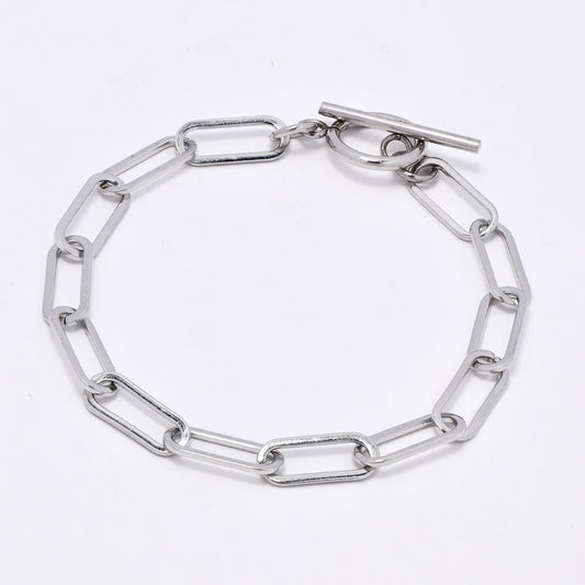 SSMB3058 - St Steel 20cm x 6.5mm chunky paperclip toggle bracelet