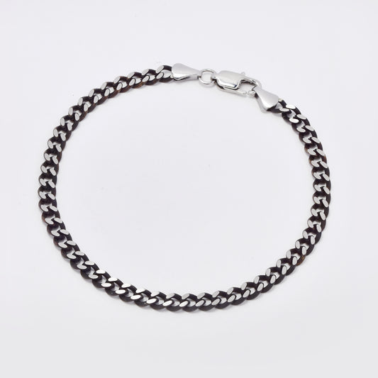 SSMB3106 - Steel 21cm x 4mm oxidised flat curb brcelet