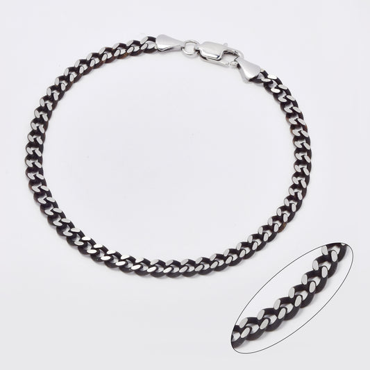 SSMB3106 - Steel 21cm x 4mm oxidised flat curb bracelet