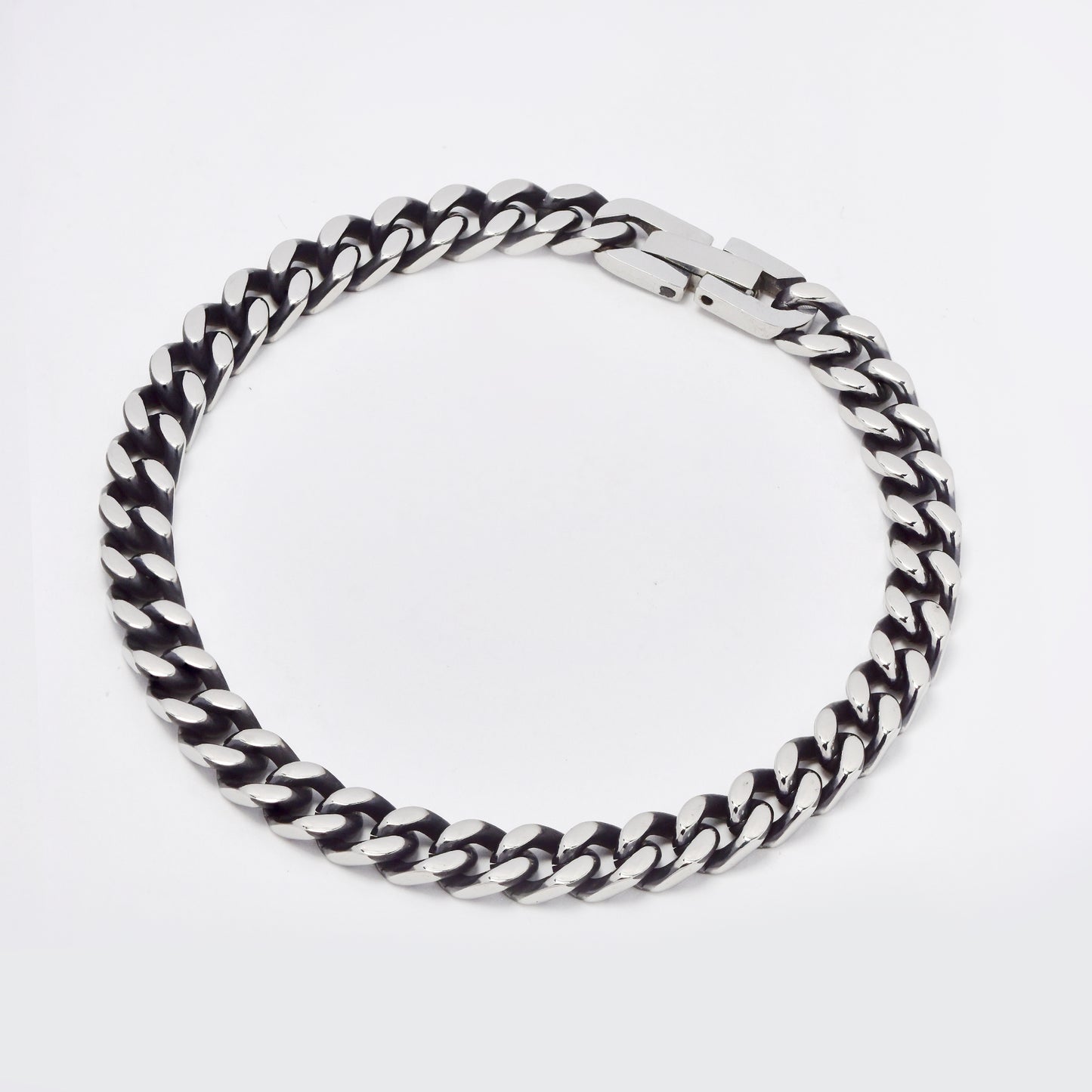 SSMB3107 - Steel 21cm x 6mm oxidized curb bracelet