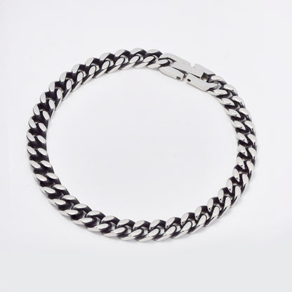 SSMB3107 - Steel 21cm x 6mm oxidized curb bracelet