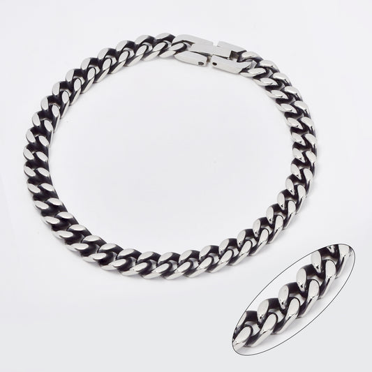 SSMB3107 - Steel 21cm x 6mm oxidized curb bracelet