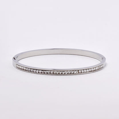 SSMB3168 - Steel CZ hinged bracelet