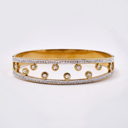 SSMB3169 - Steel CZ cutout circle hinged bracelet