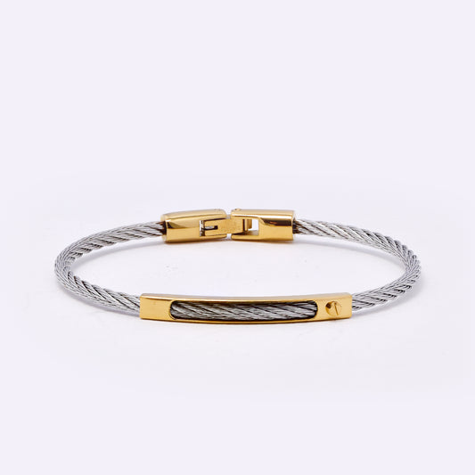 SSMB3189 - Steel 64mm x 3mm 2-toned wire bangle