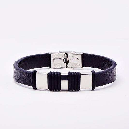 SSMB3190 - Steel 21.5cm x 10mm textured rubber bracelet