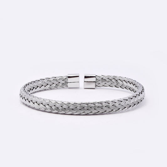 SSMB3196 - Steel 6mm wide cable cuff bangle