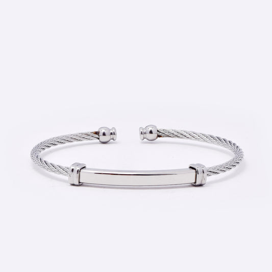 SSMB3198 - Steel 3mm wide twisted cable cuff bangle